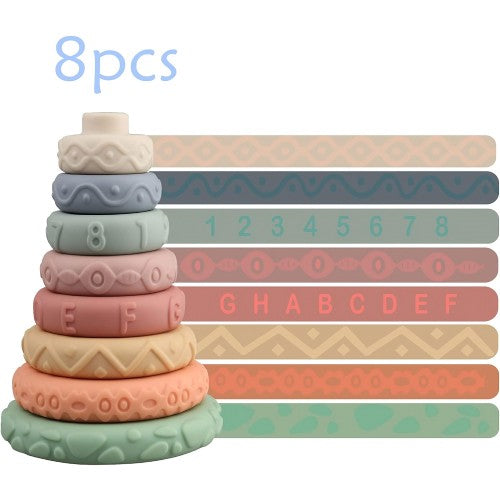 8 PCS Stacking Rings, Soft Sensory Educational Baby Blocks for Developmental Learning, Teething for Babies 6 Months and Up 8 PCS Stacking Rings, Soft Sensory Educational Baby Blocks for Developmental Learning, Teething for Babies 6 Months and Up